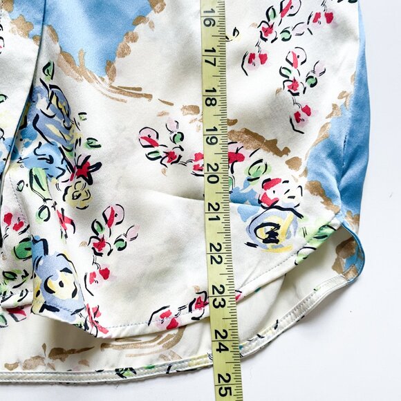 Tory Burch Printed Satin Bow Blouse Porcelain Floral Size 0 NEW NWT w/ flaws - Picture 11 of 15